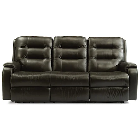 Contemporary Power Reclining Sofa with Power Headrests and Lumbar